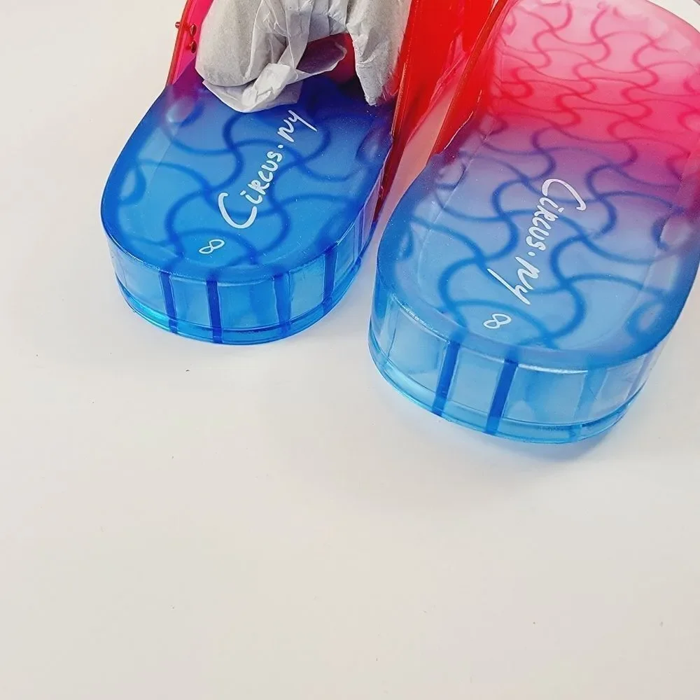 Circus by Sam Edelman Jaylee Ombre Crossband Jelly Slide Sandals 8 Blue Pink